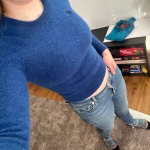 Abercrombie & Fitch Women's Deep Blue Crew Neck Sweater